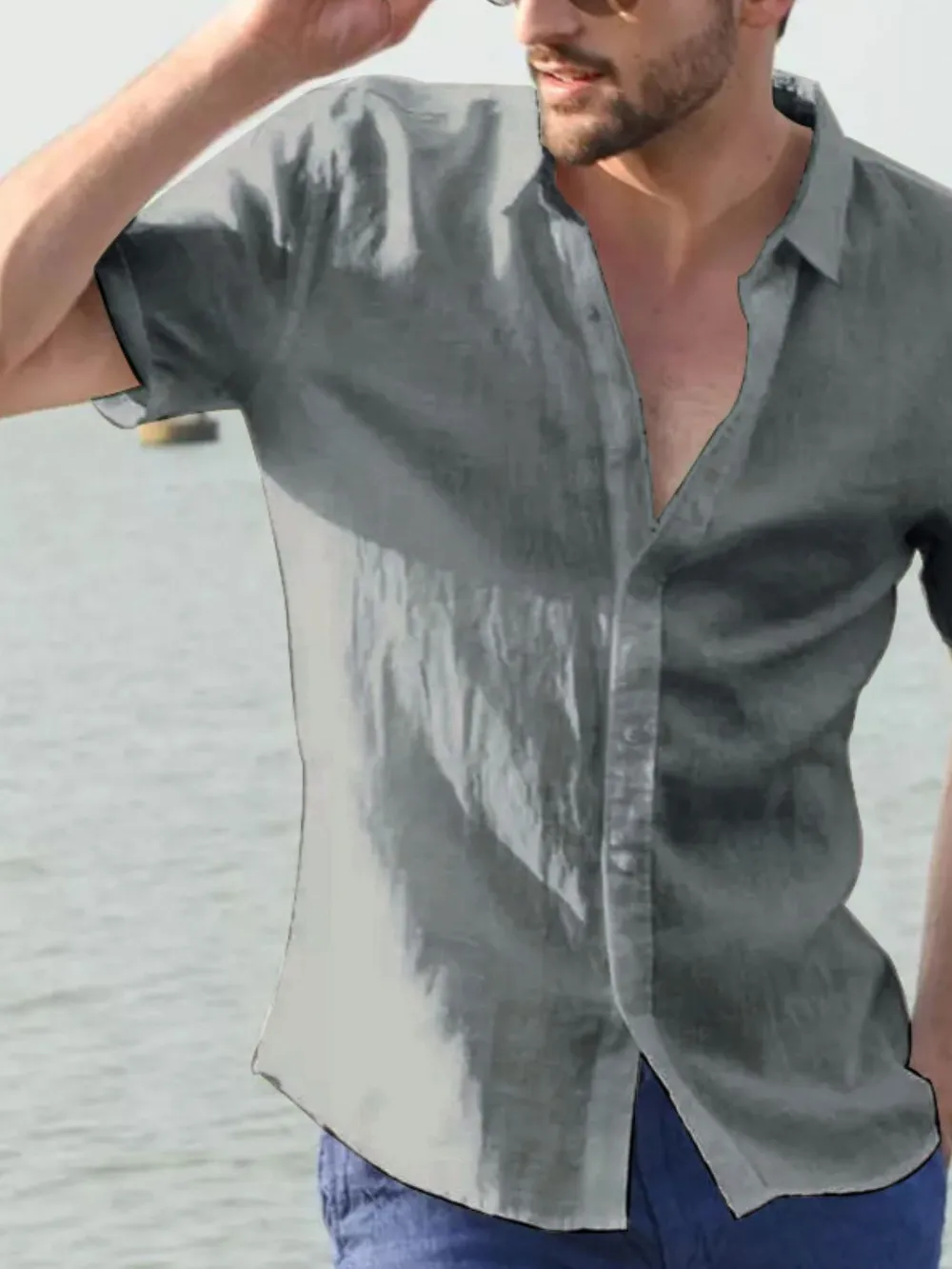 Men's Full Size Button Down Short Sleeve Shirt Plus Size, image 7
