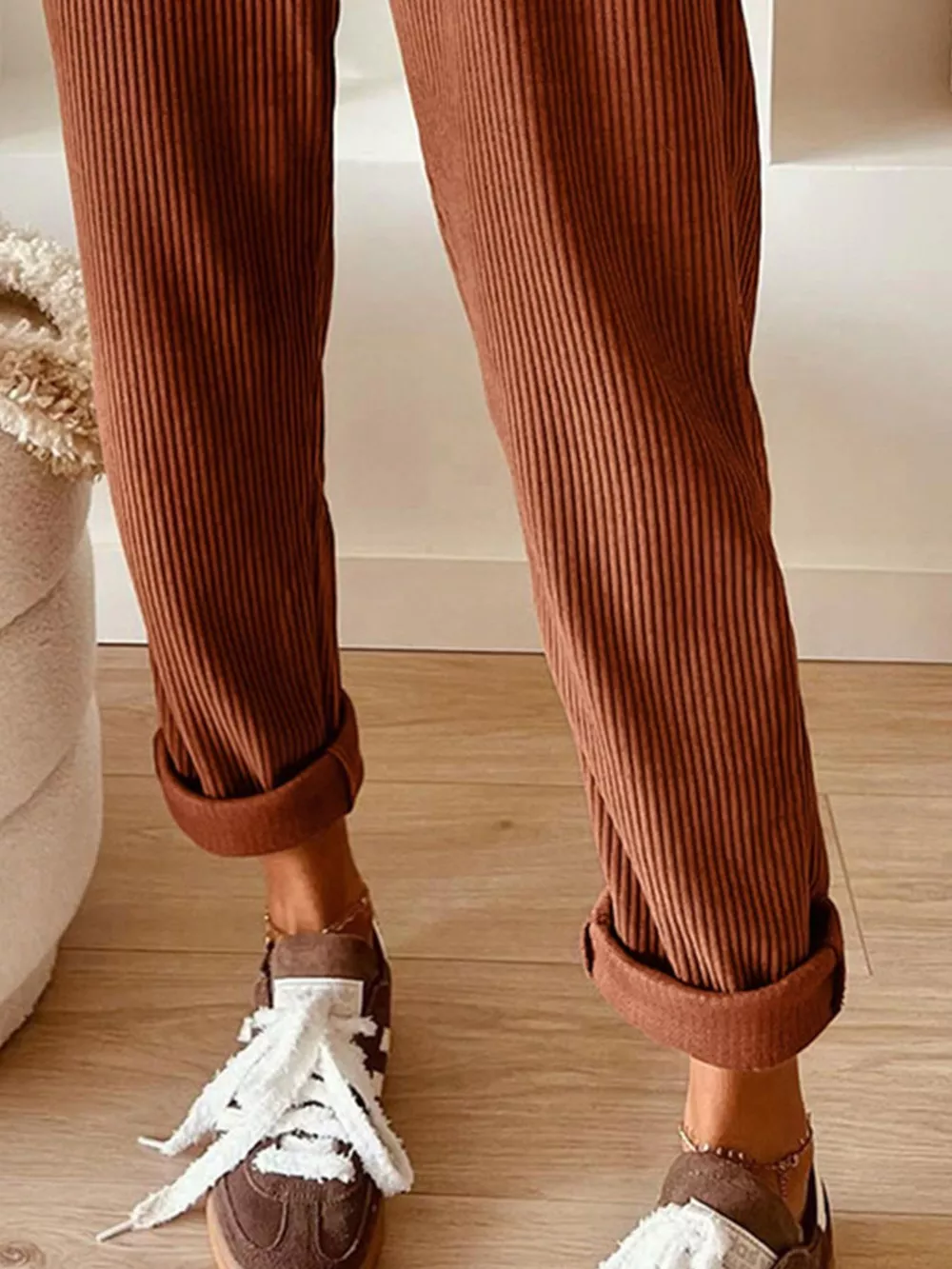 Casual Corduroy Drawstring Waist Pants, image 6