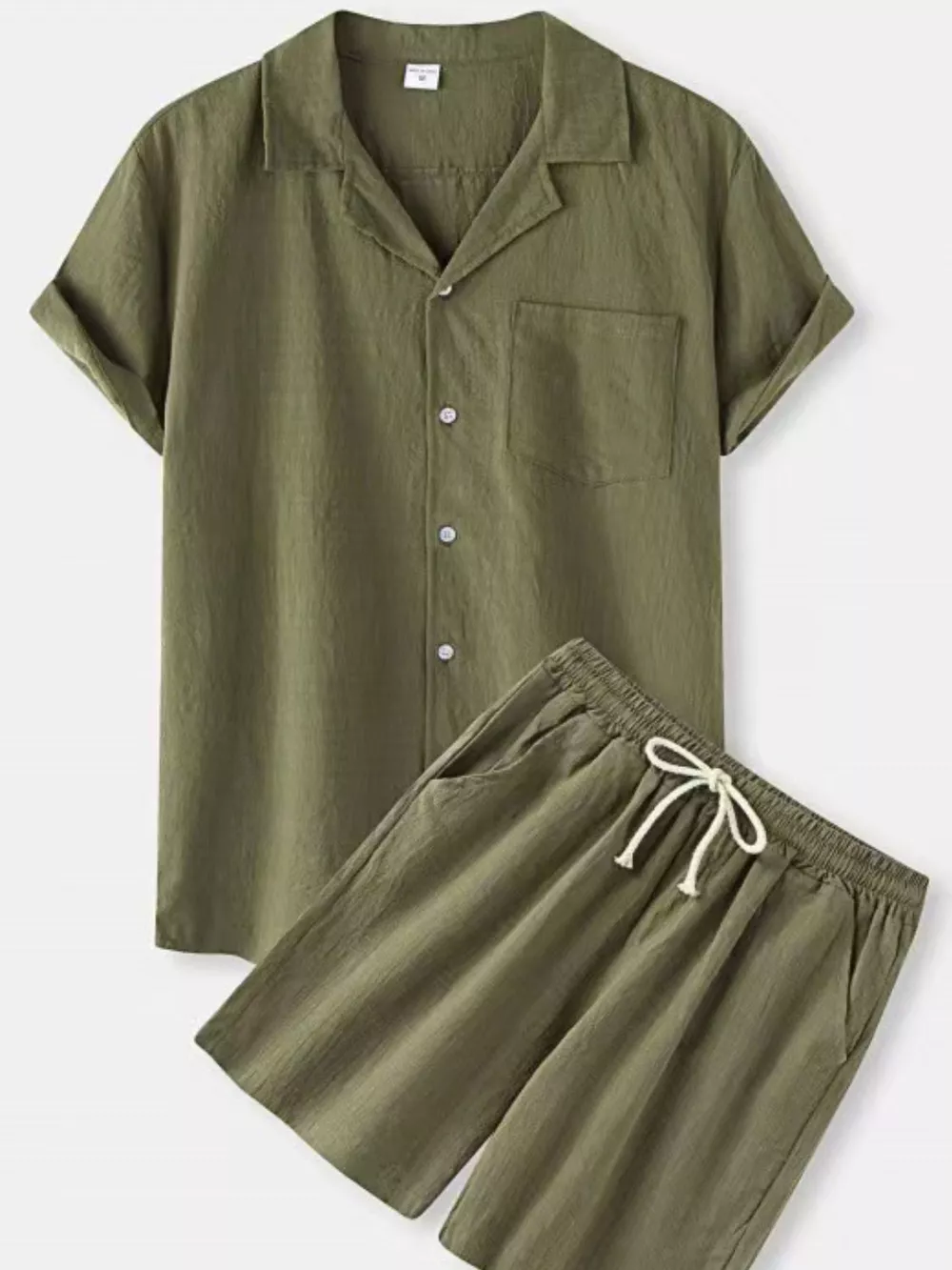 Men's Full Size Button Up Short Sleeve Shirt and Shorts Set Plus Size, image 3
