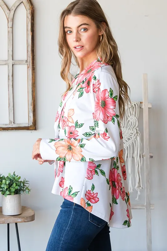 Full Size Multi Color Floral Blazers with Tunic Plus Size, image 6