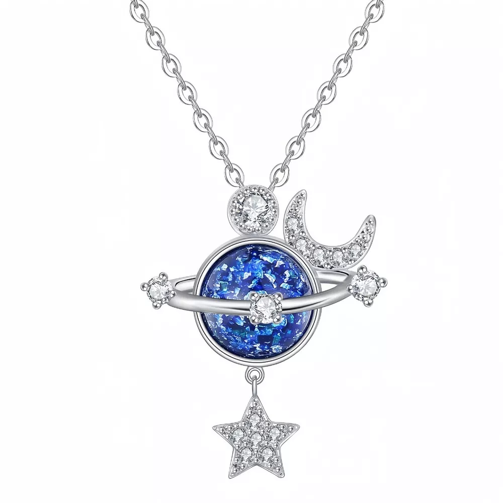 925 Sterling Silver Planet Pendant Necklace, image 6