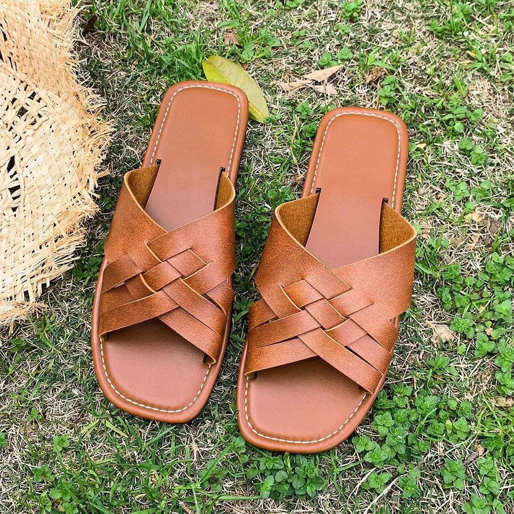 Woven Open Toe Flat Sandals, image 5