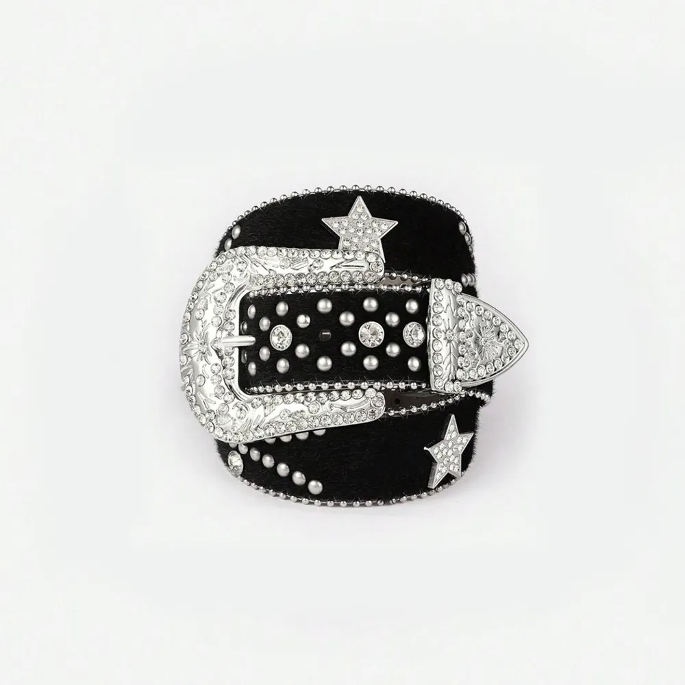 PU Leather Inlaid Rhinestone Belt, image 2