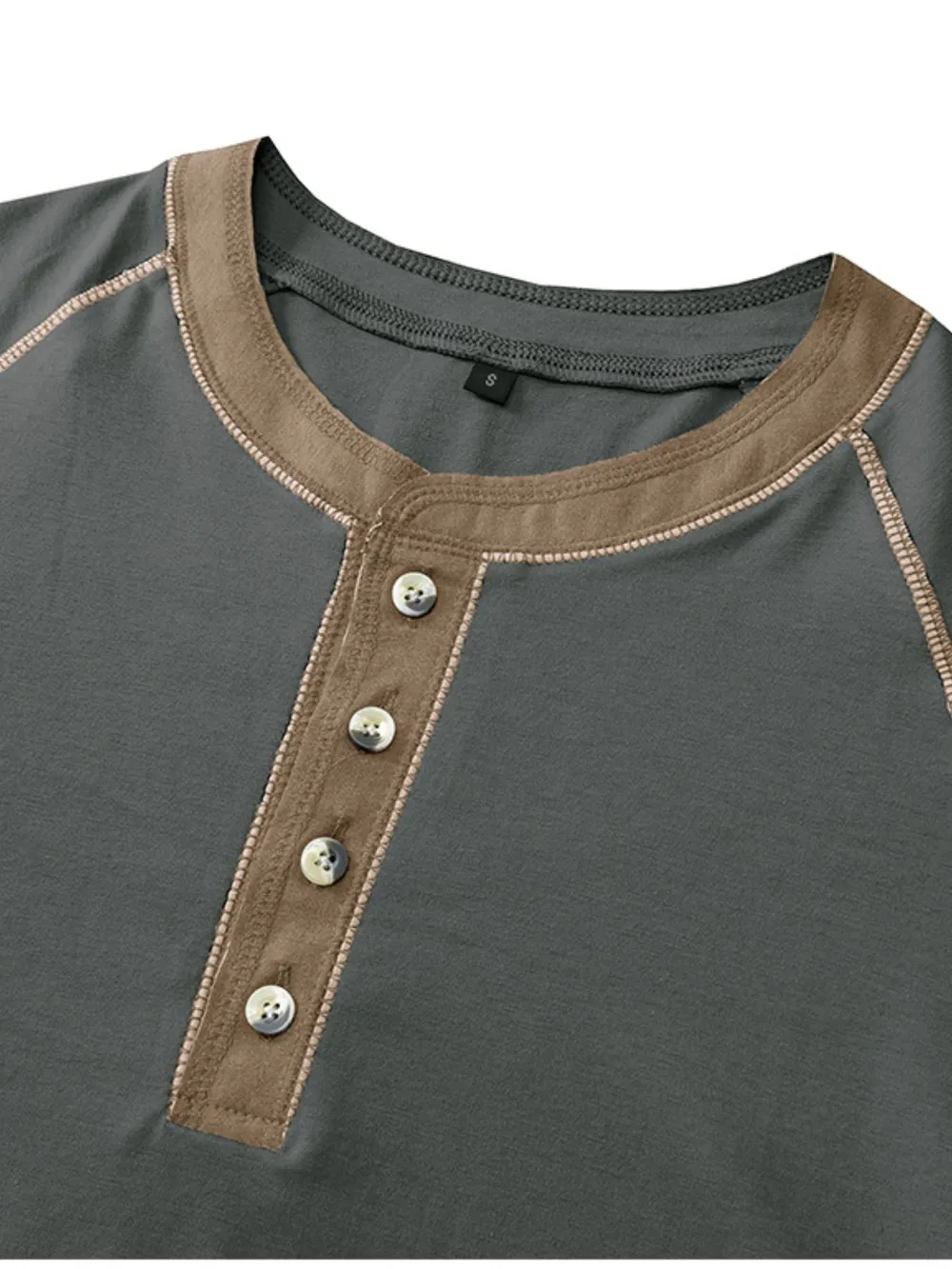 Men's Contrast Trim Henley Polo Shirt, image 6