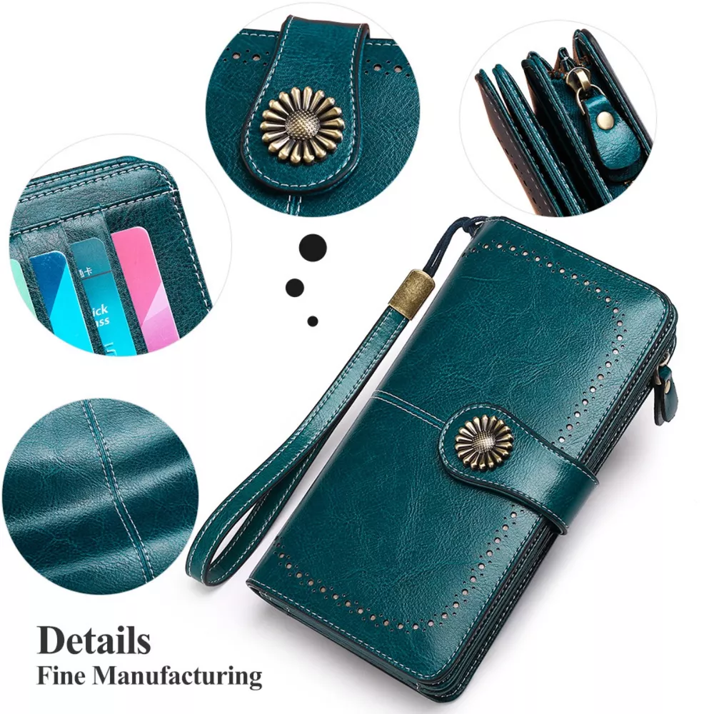 Vintage Style Leather Long Wallet, image 5