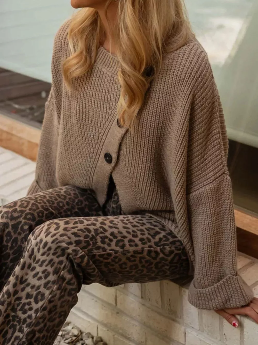 Asymmetrical Button Detail Sweater, image 6