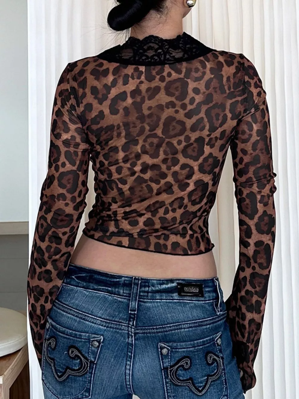 Lace Detail Long Sleeve Top, image 15