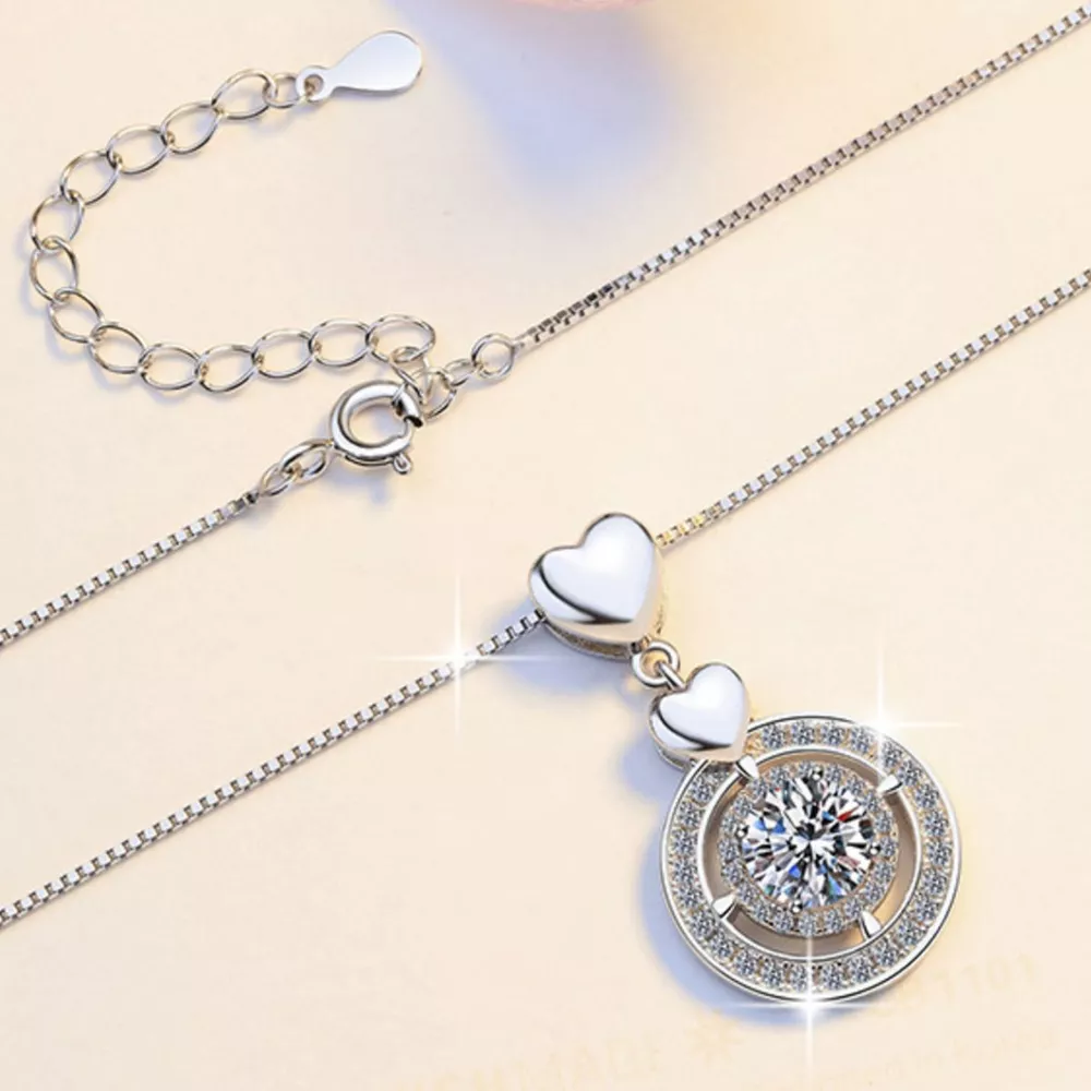 2 Carat Moissanite 925 Sterling Silver Pendant Necklace, image 2