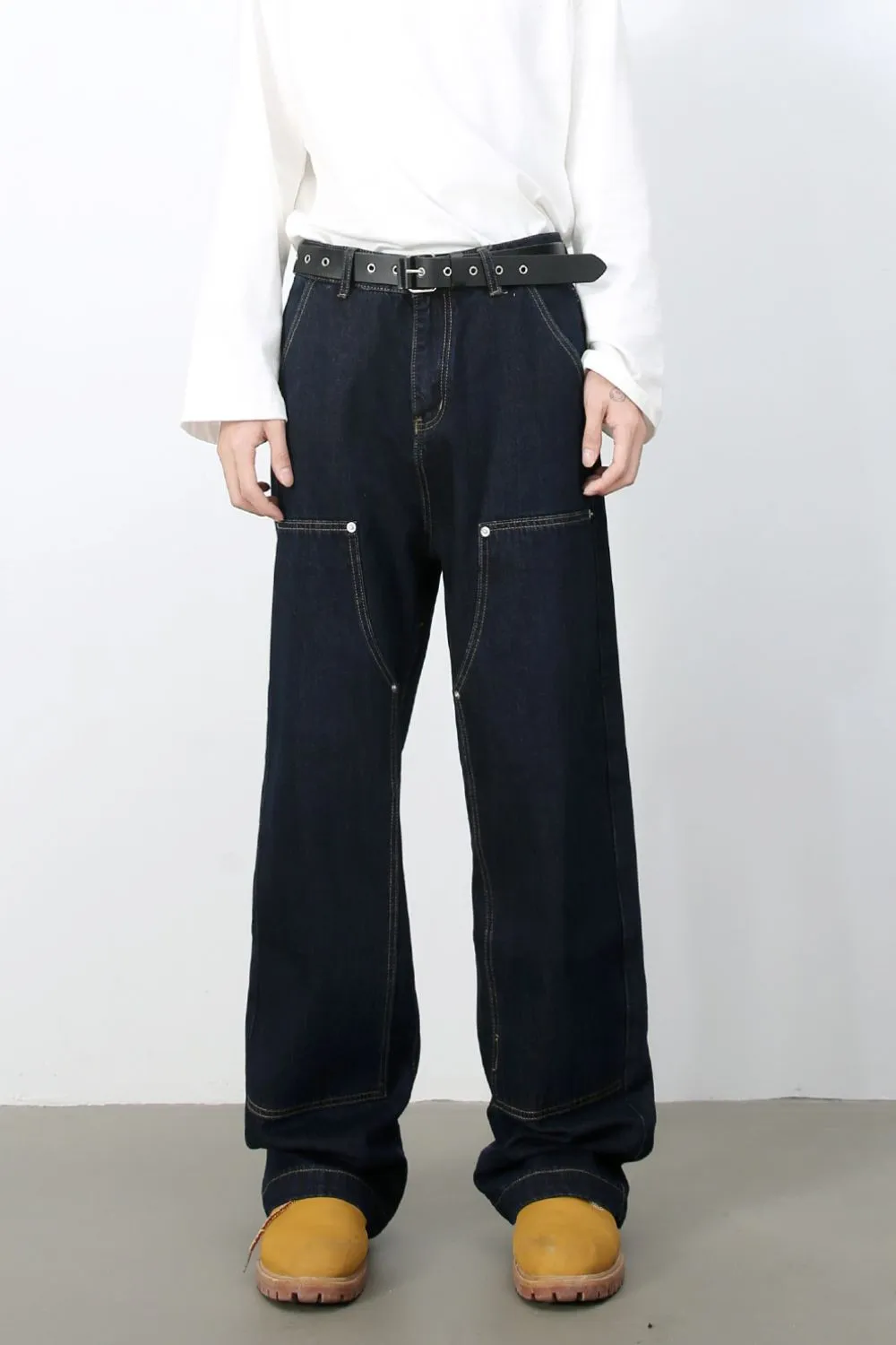 Men's Wide Straight Leg Jeans with Pockets, image 3