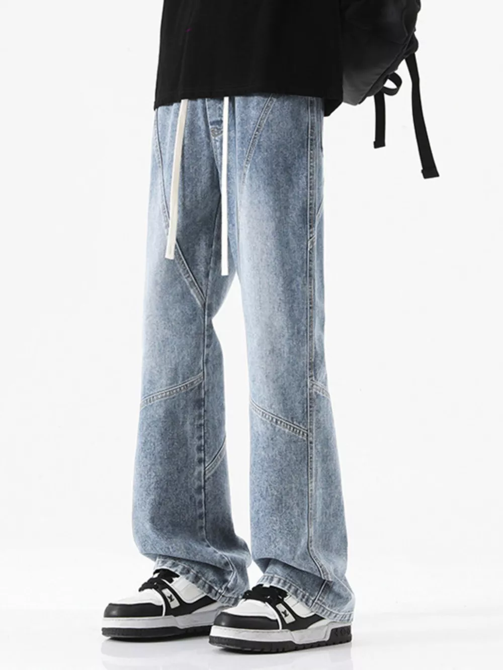 Men's Full Size Drawstring Wide Leg Jeans Plus Size, image 5