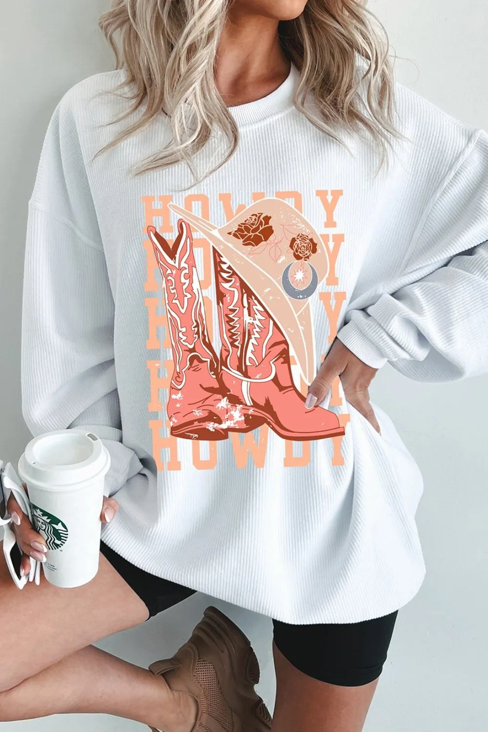 Boots Graphic Round Neck Long Sleeve Sweatshirt, image 2