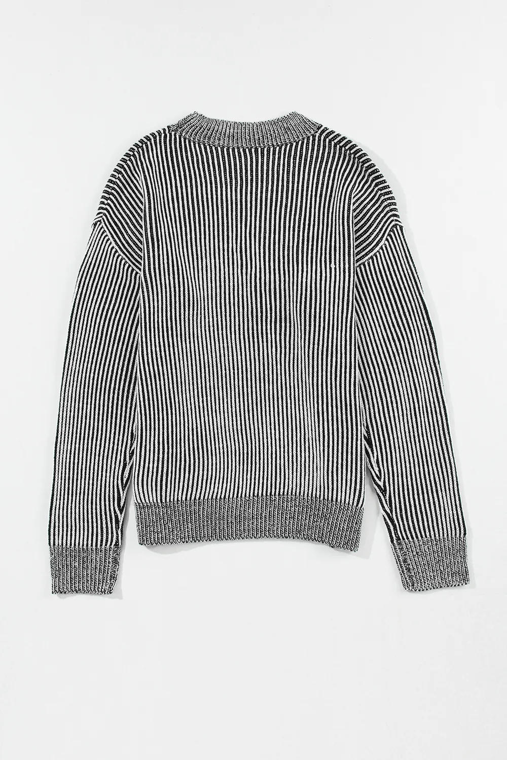 Striped Mock Neck Dropped Shoulder Sweater, image 6