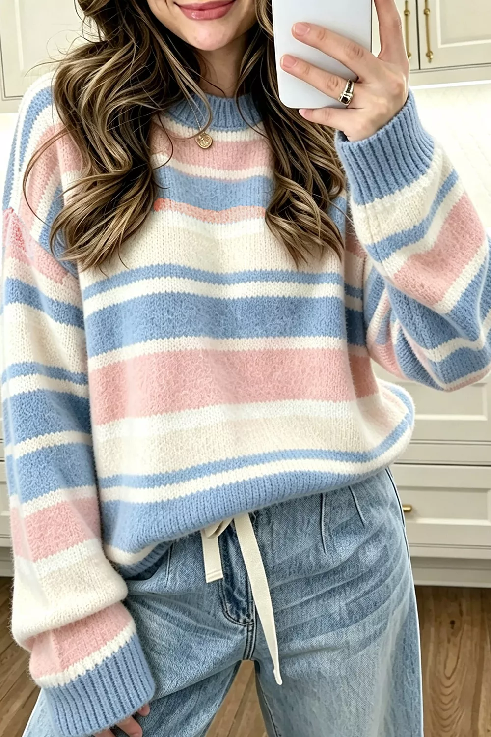 Striped Dropped Shoulder Sweater, image 4