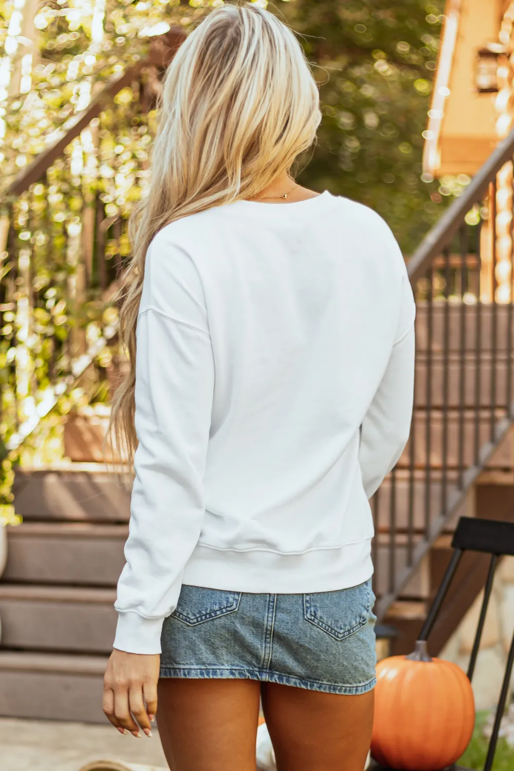 Pumpkin Graphic Long Sleeve Sweatshirt, image 4