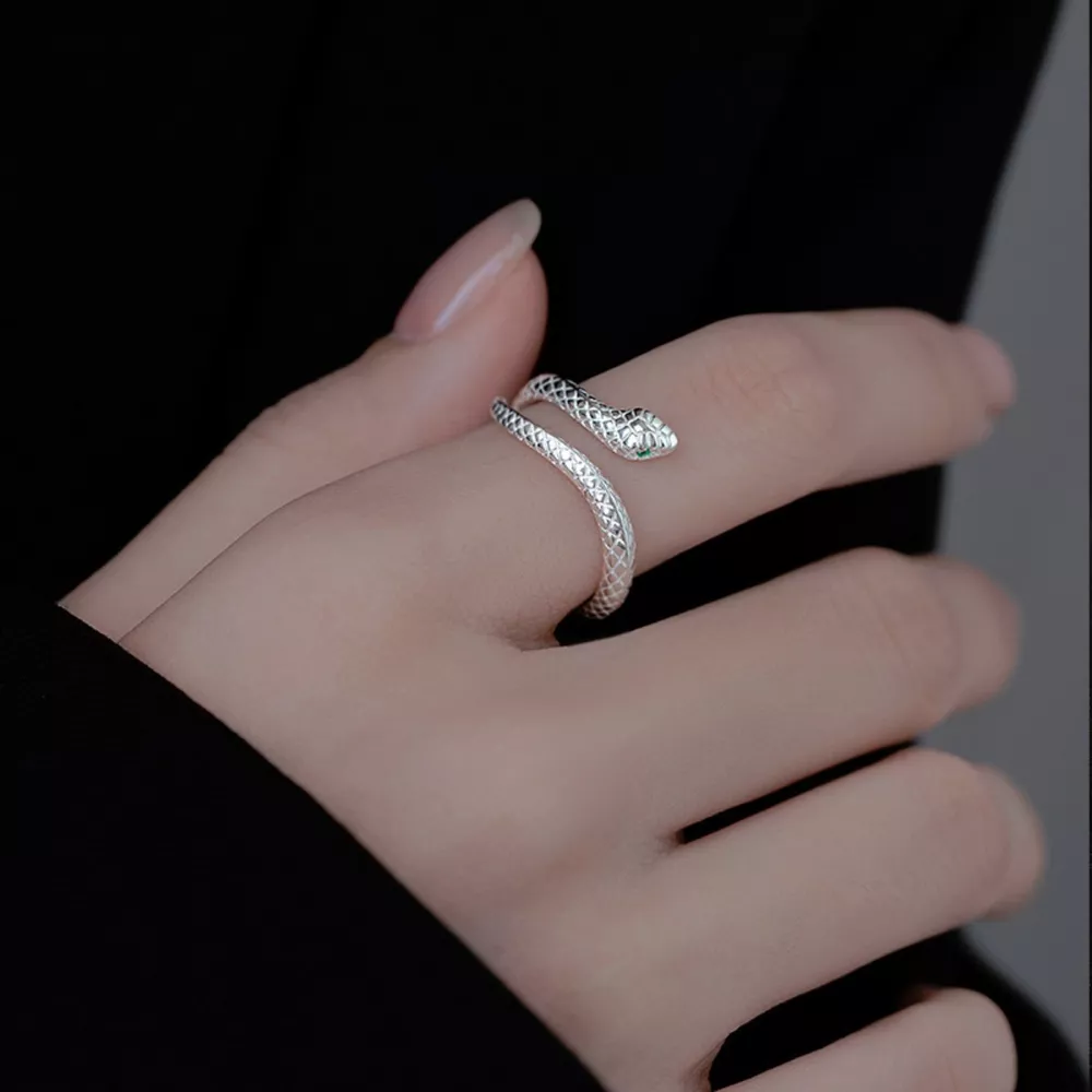 925 Sterling Silver Snake Bypass Ring, image 4