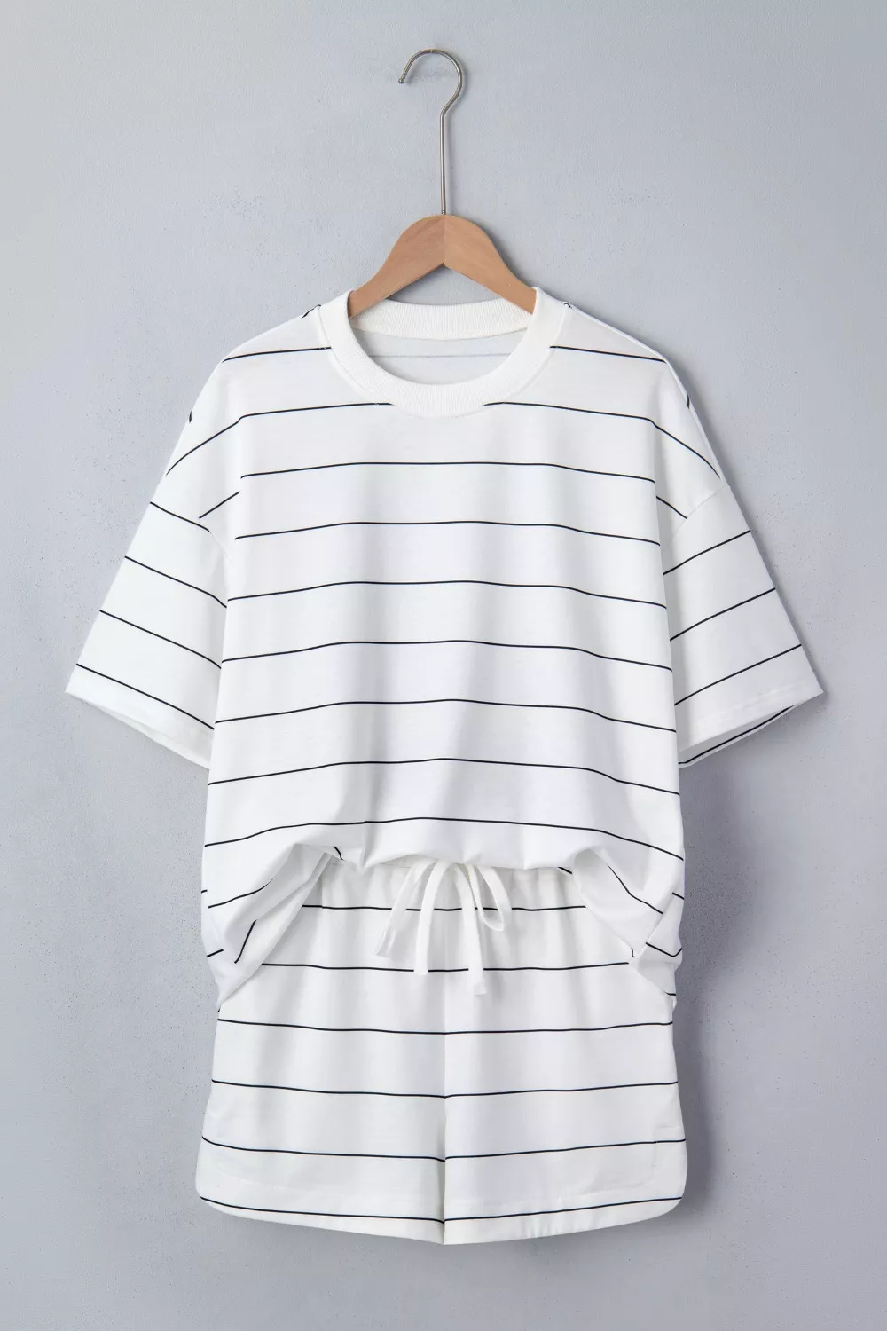 Stripe Half Sleeve Tee and Drawstring Shorts Set, image 3