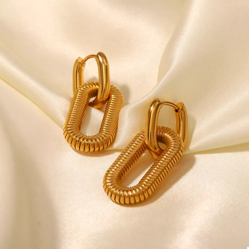 Geometric Link Drop Earrings, image 3