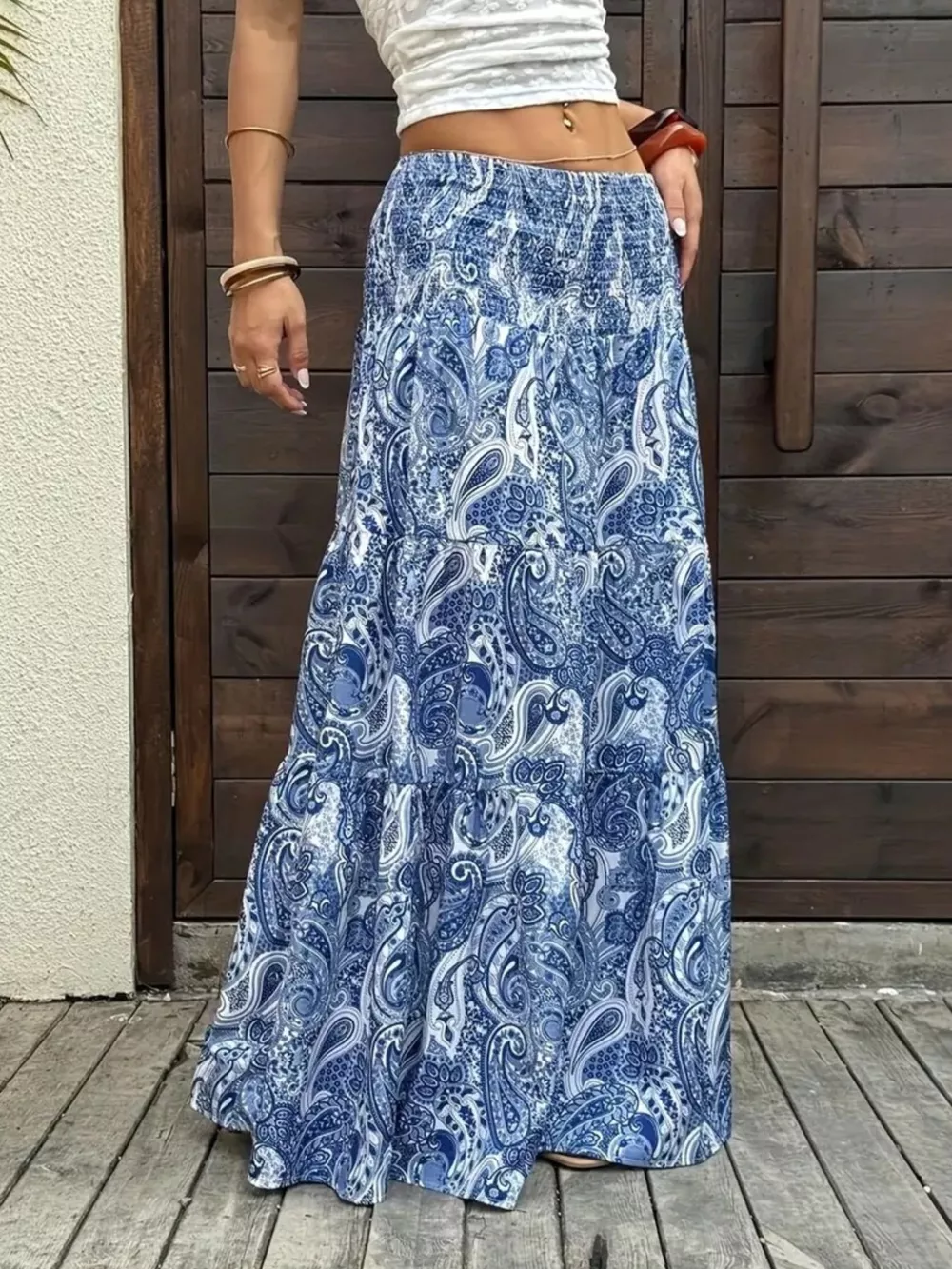 Paisley Print Maxi Skirt, image 8