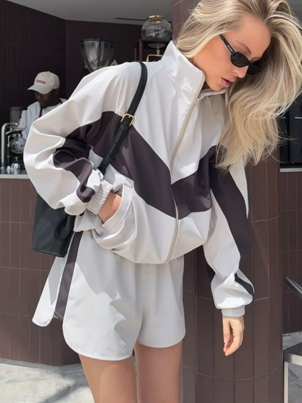 Color-Block Zip-Up Jacket and Shorts Set, image 3