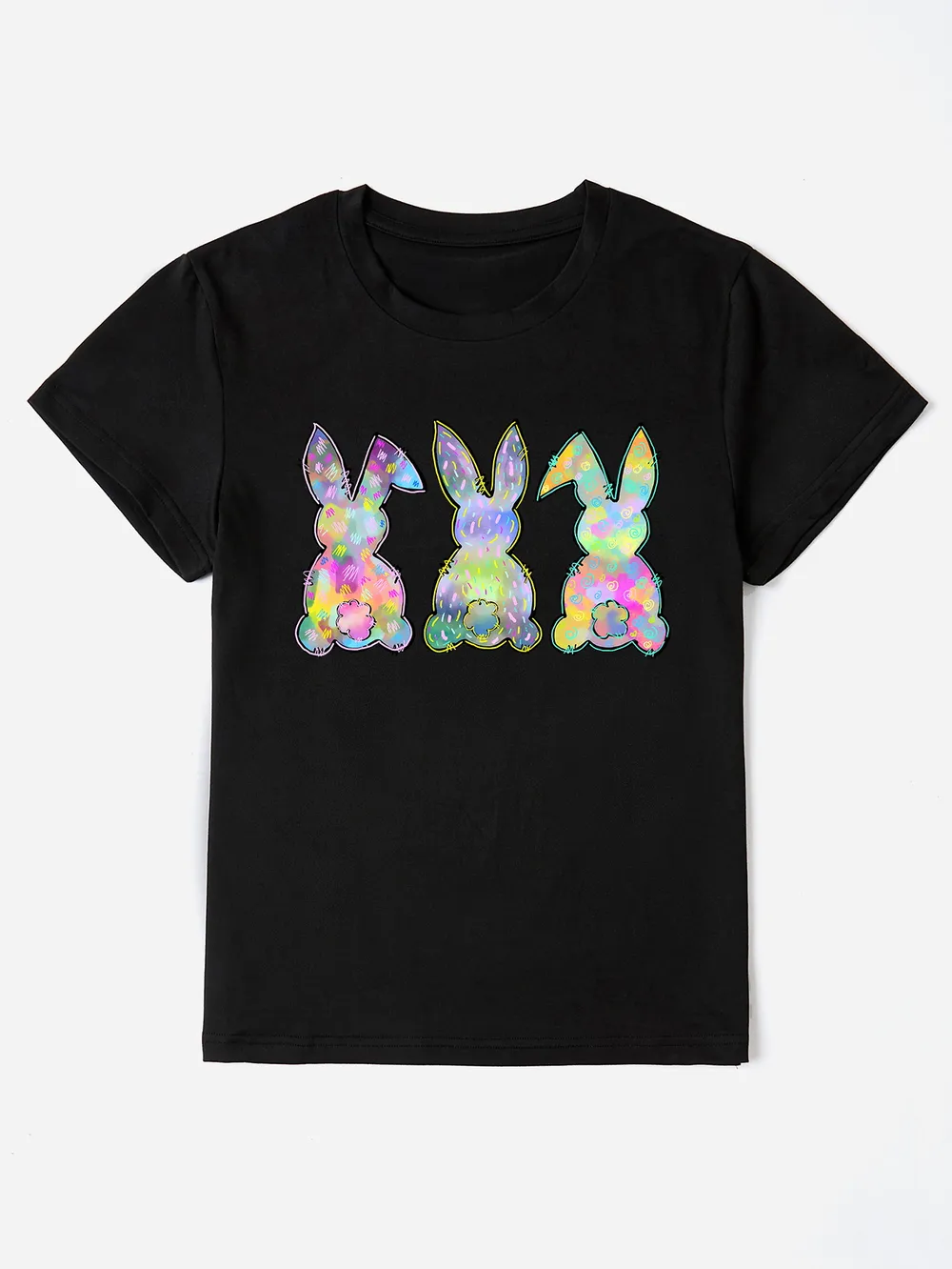 Rabbit Round Neck Short Sleeve T-Shirt, image 13