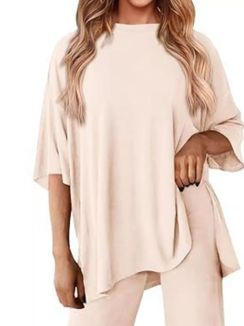 Relaxed Fit Round Neck Top and Pants Two-Piece Set, image 6