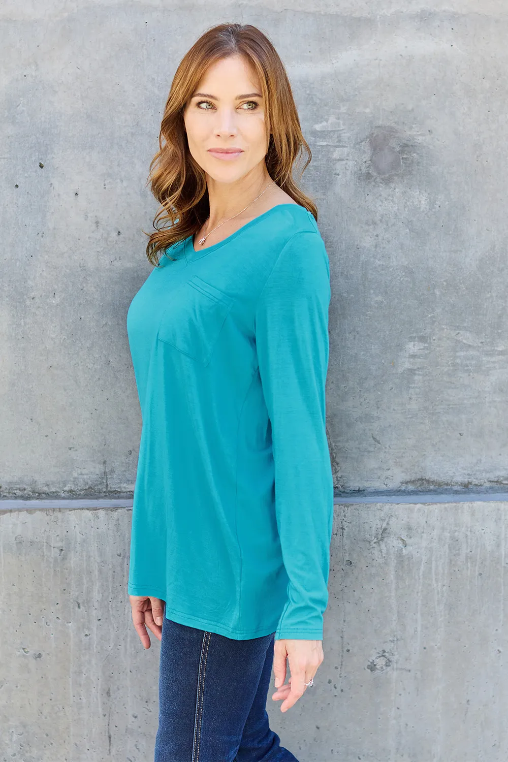 Full Size V-Neck Long Sleeve Top, image 14