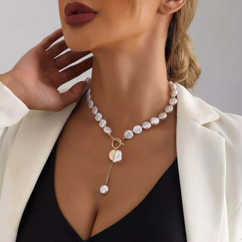 18K Gold-Plated Pearl Drop Necklace, image 6