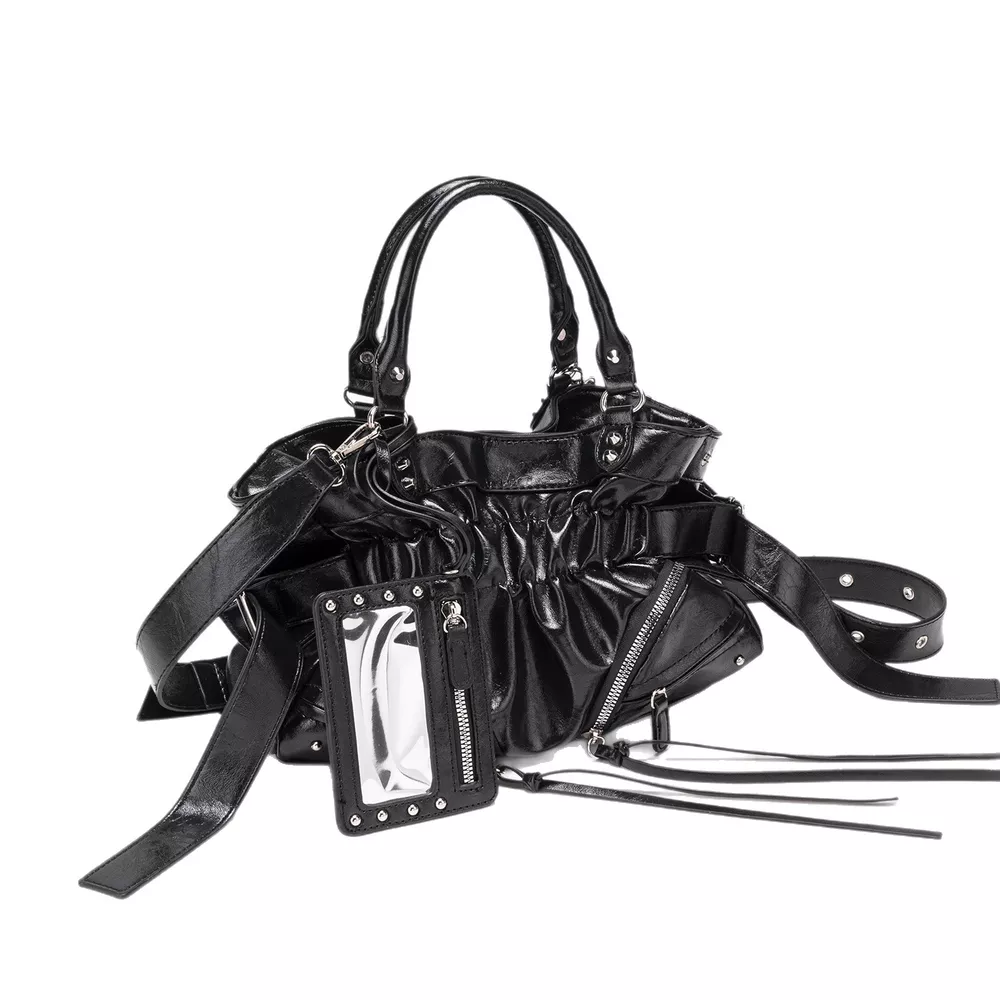 Ruched Leather Crossbody Bag, image 4