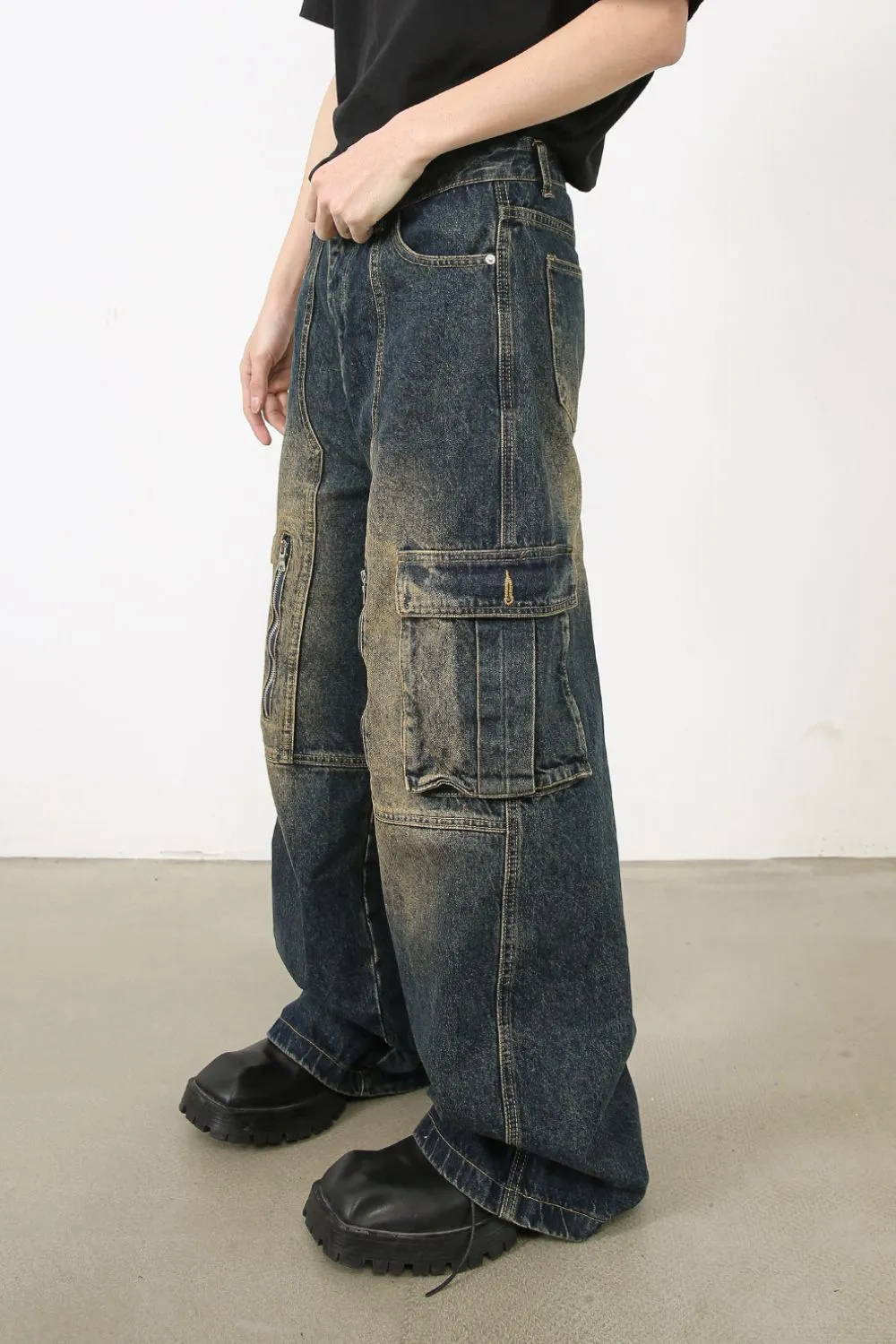 Men's Wide Leg Cargo Jeans, image 3
