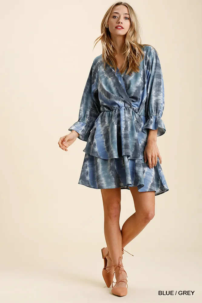 Tie Dye Ruffled Layered Dress with Elastic Waistband, image 2