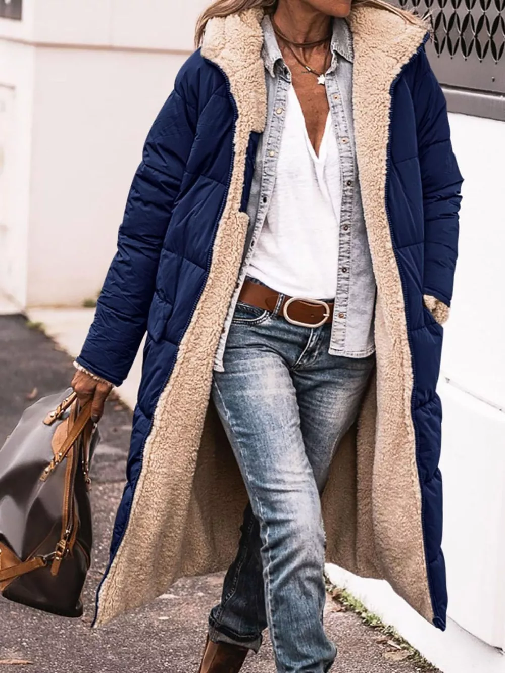 Full Size Longline Sherpa-Lined Hooded Outerwear Plus Size, image 8