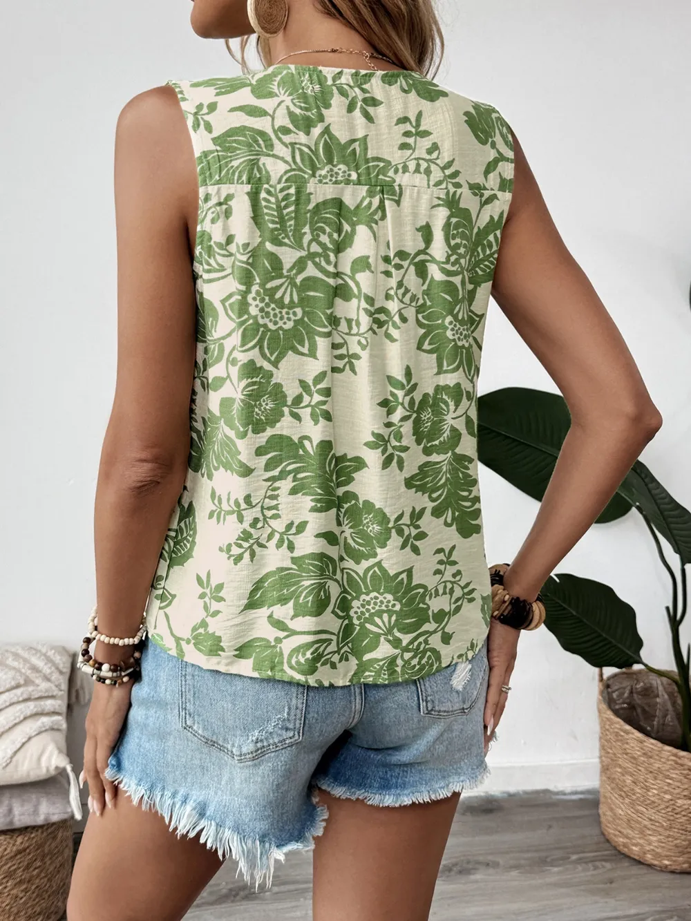 Printed Sleeveless Ruffle Peplum Blouse, image 3