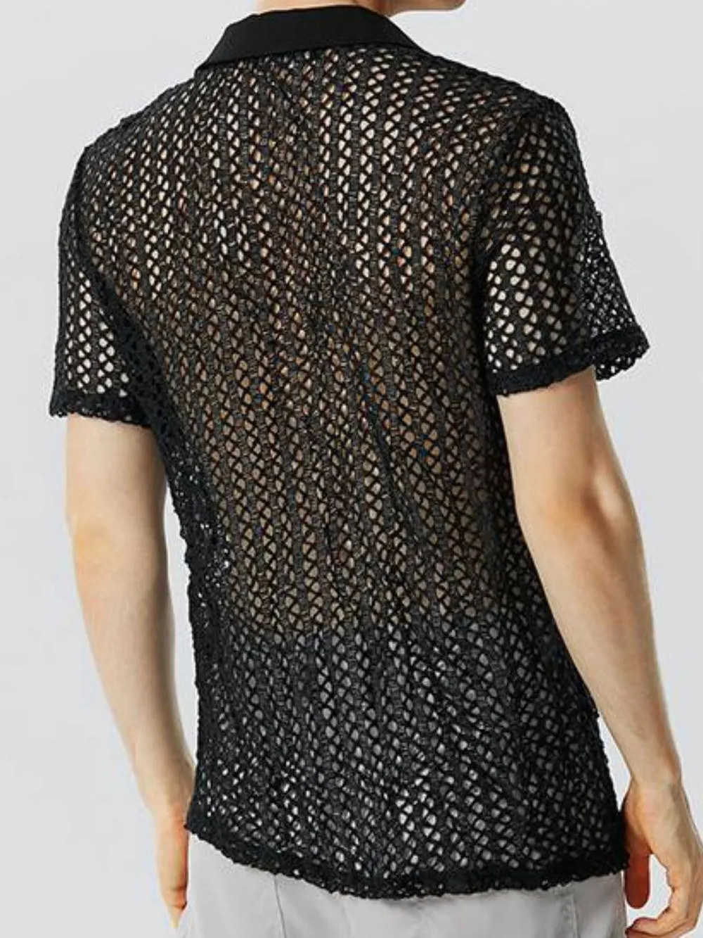 Men's Full Size Openwork Short Sleeve Polo Plus Size, image 4