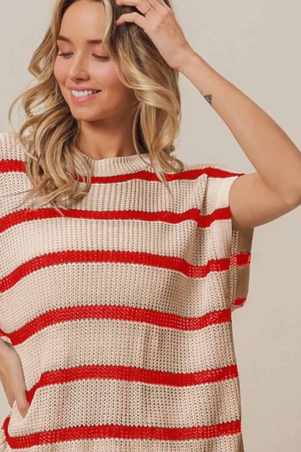 Fourth Of July Stripe Drop Shoulder Sweater, image 2