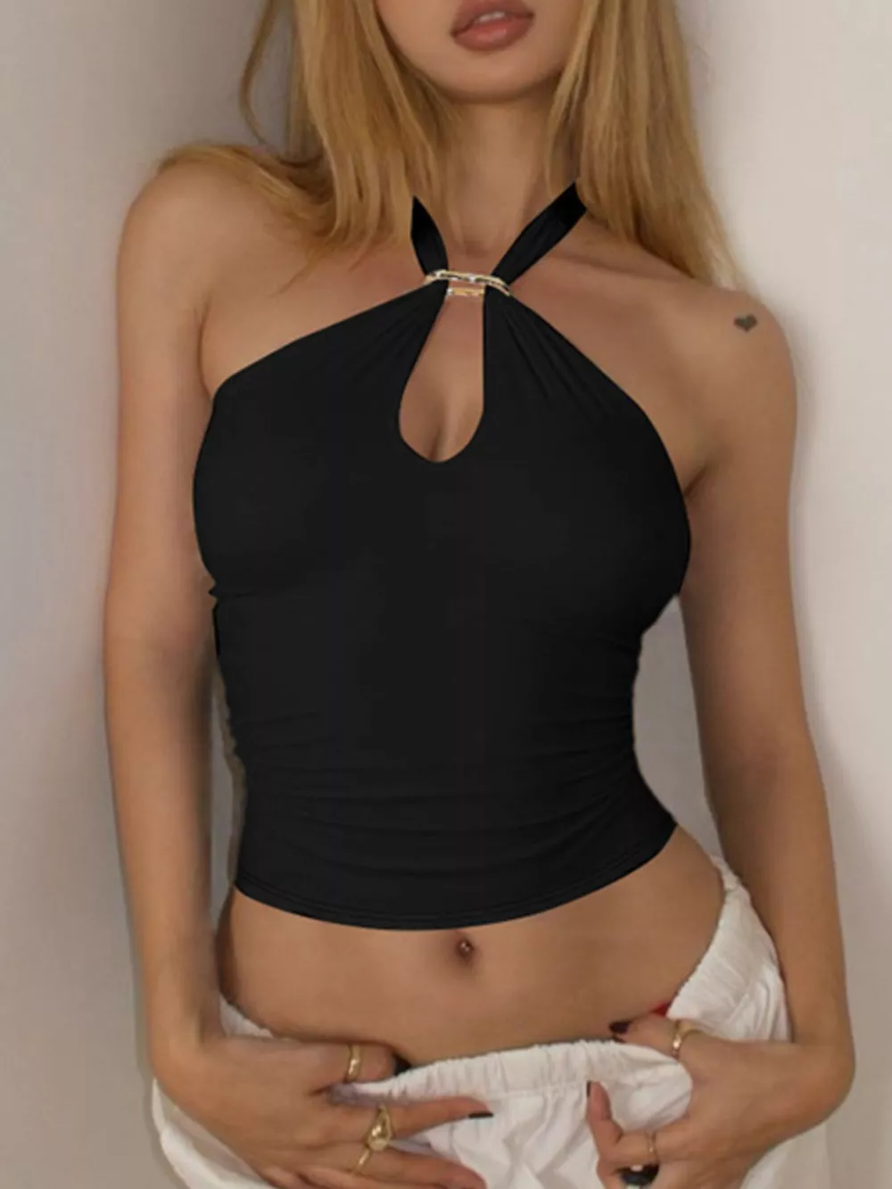 Halter Neck Cami with Keyhole Detail, image 4