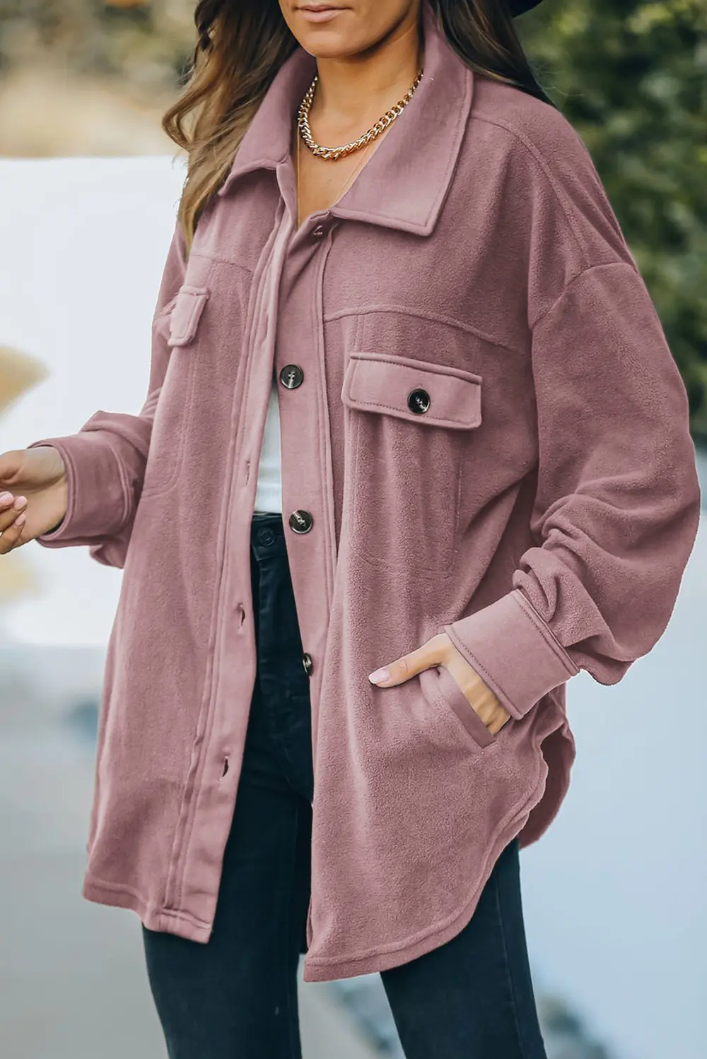 Button Up Collared Neck Long Sleeve Jacket, image 17