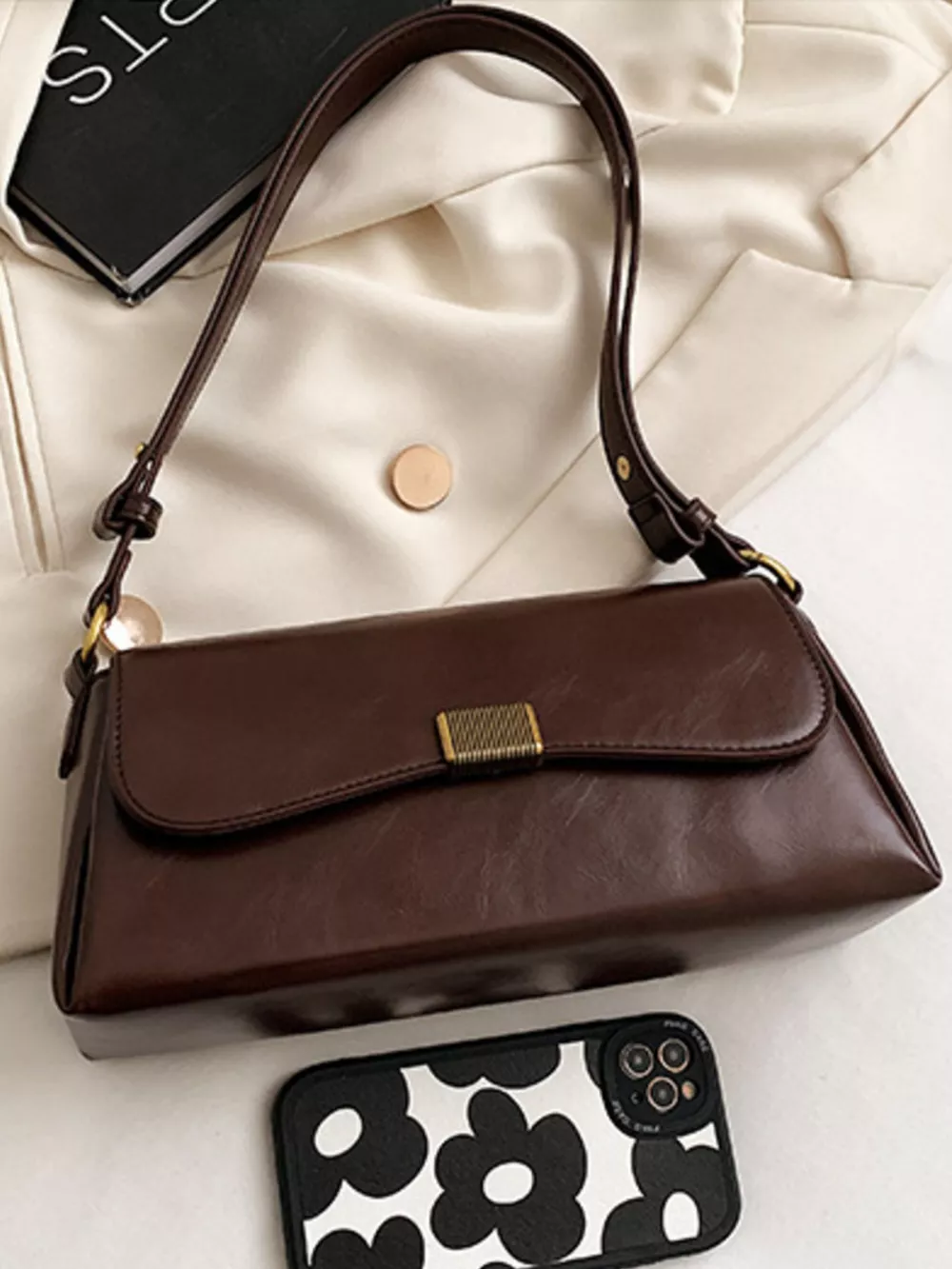 Leather Flap Shoulder Bag, image 3