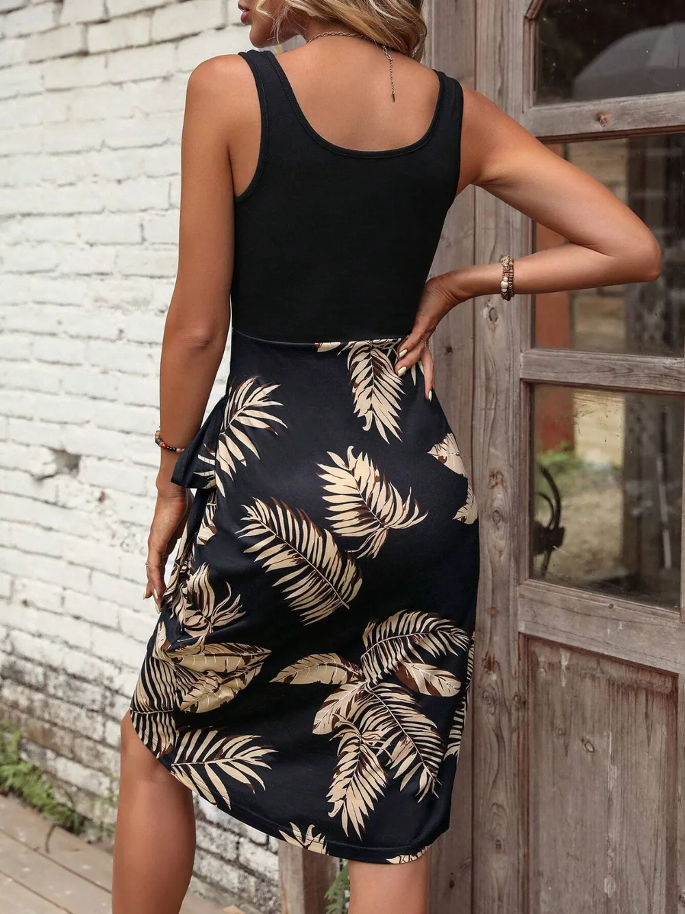 Printed Wide Strap Tank Dress, image 5