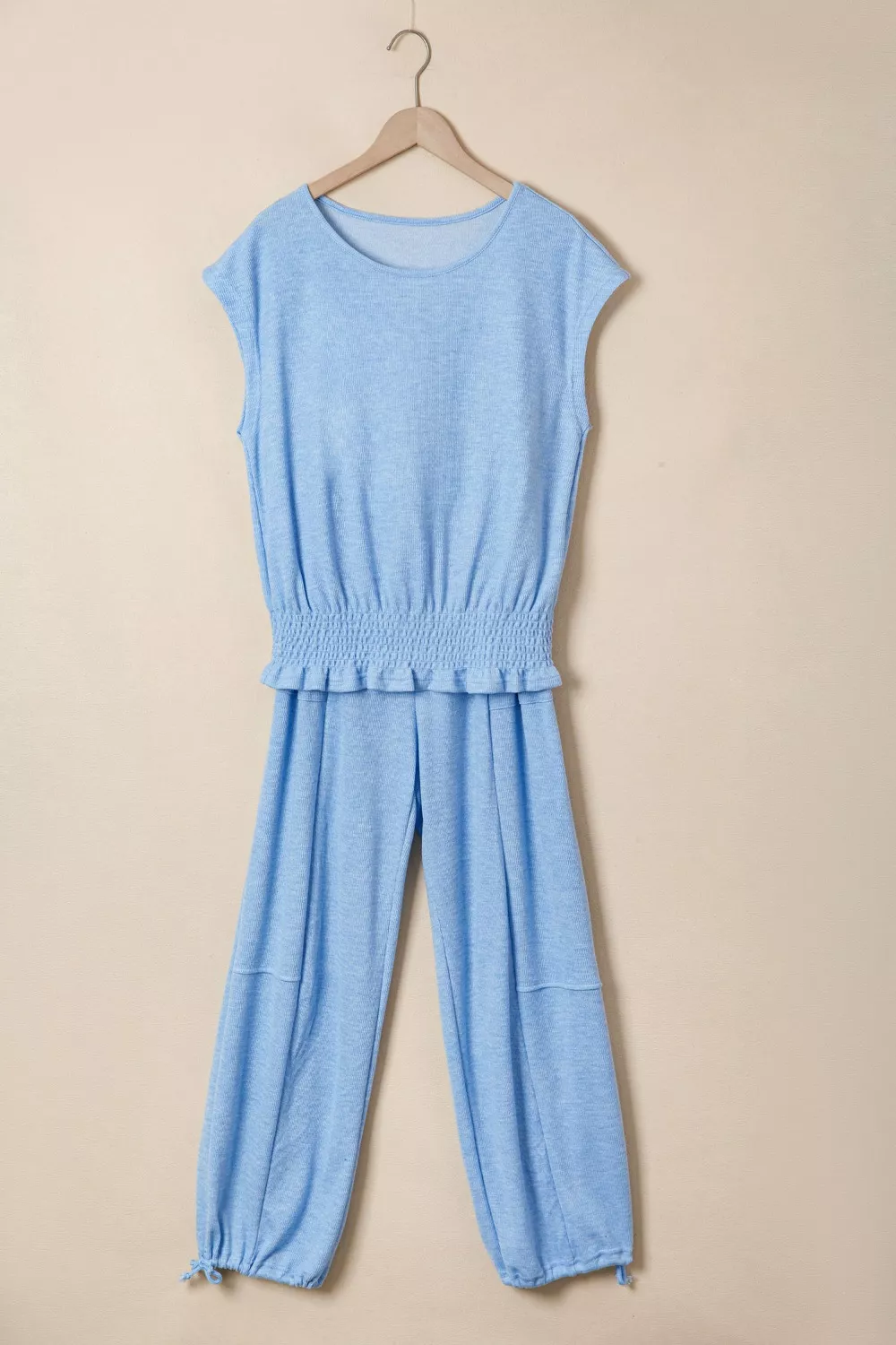 Cap Sleeve Matching Top and Jogger Pants Set, image 3