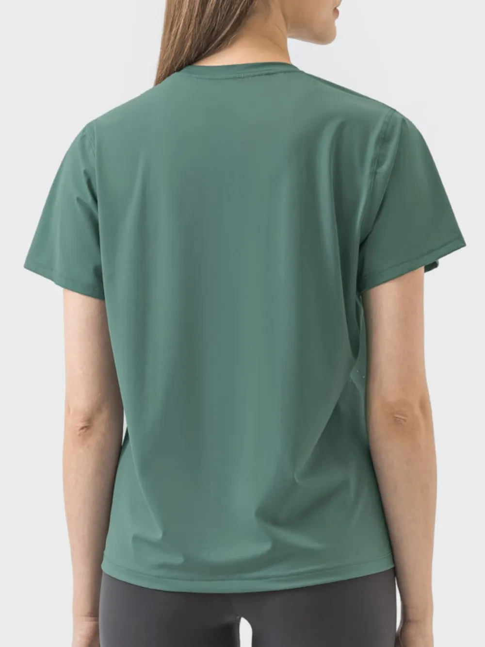 Slit Round Neck Short Sleeve Active T-Shirt, image 3