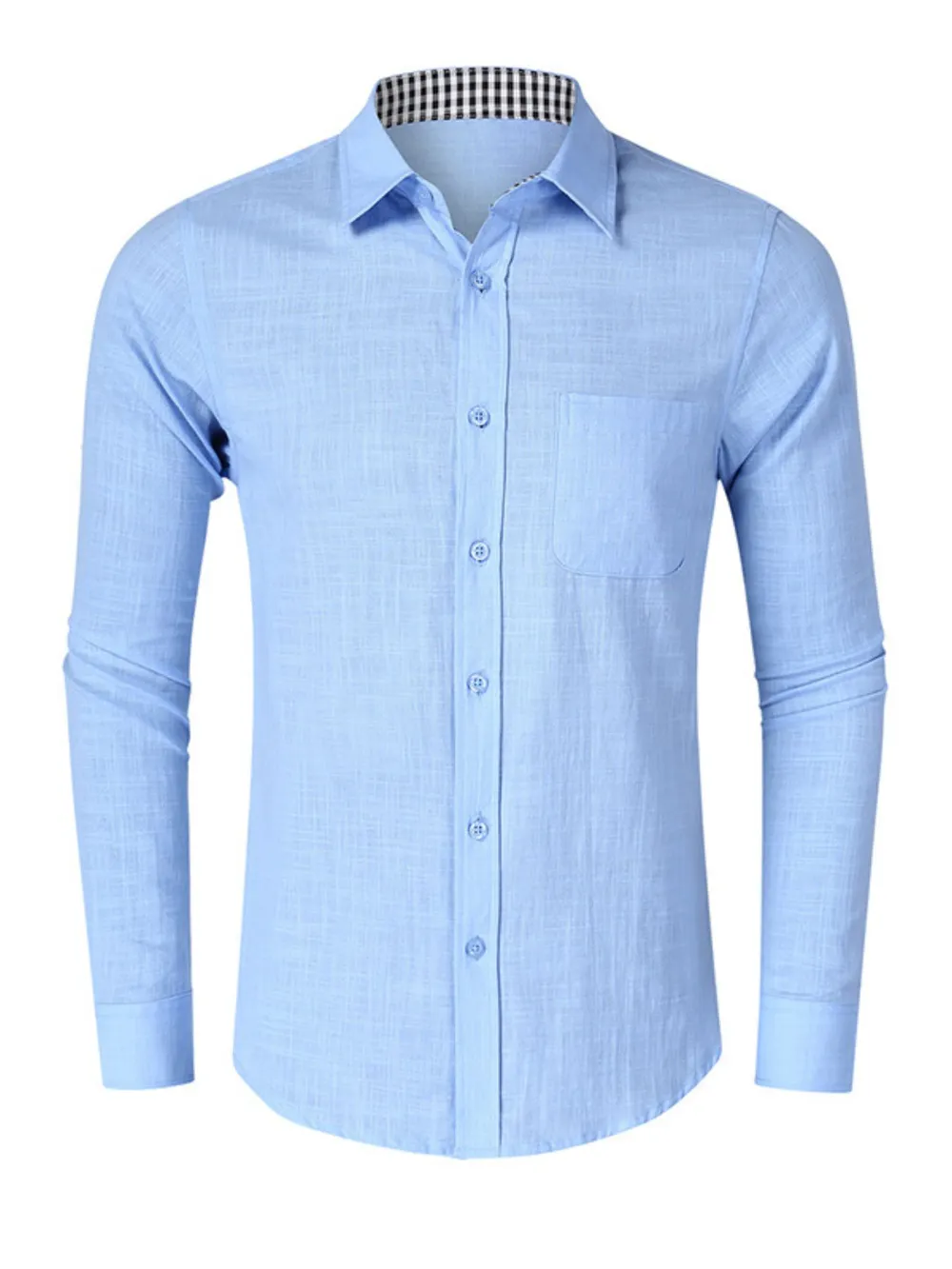 Men's Button-Down Shirt with Gingham Contrast, image 3