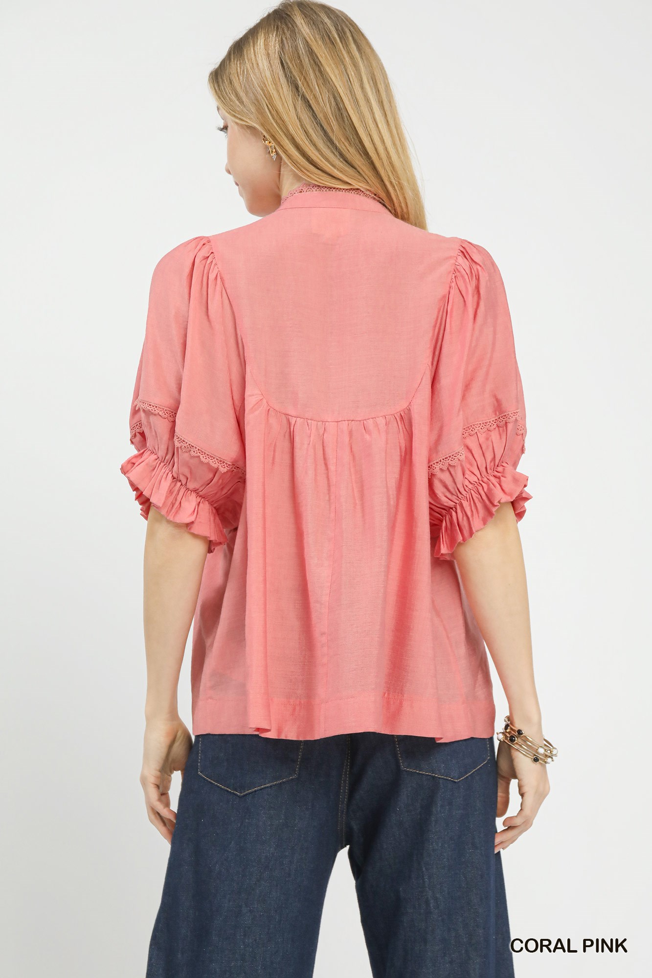 Smocked Yoke Blouse with Ruffle Sleeves, image 4