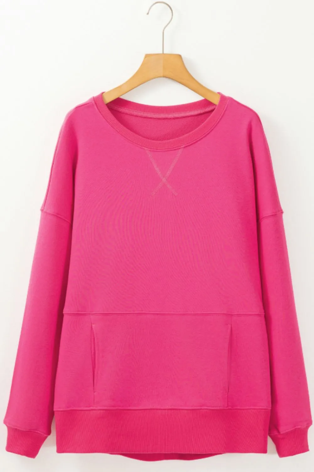 Solid Color Round Neck Long Sleeve Sweatshirt, image 14
