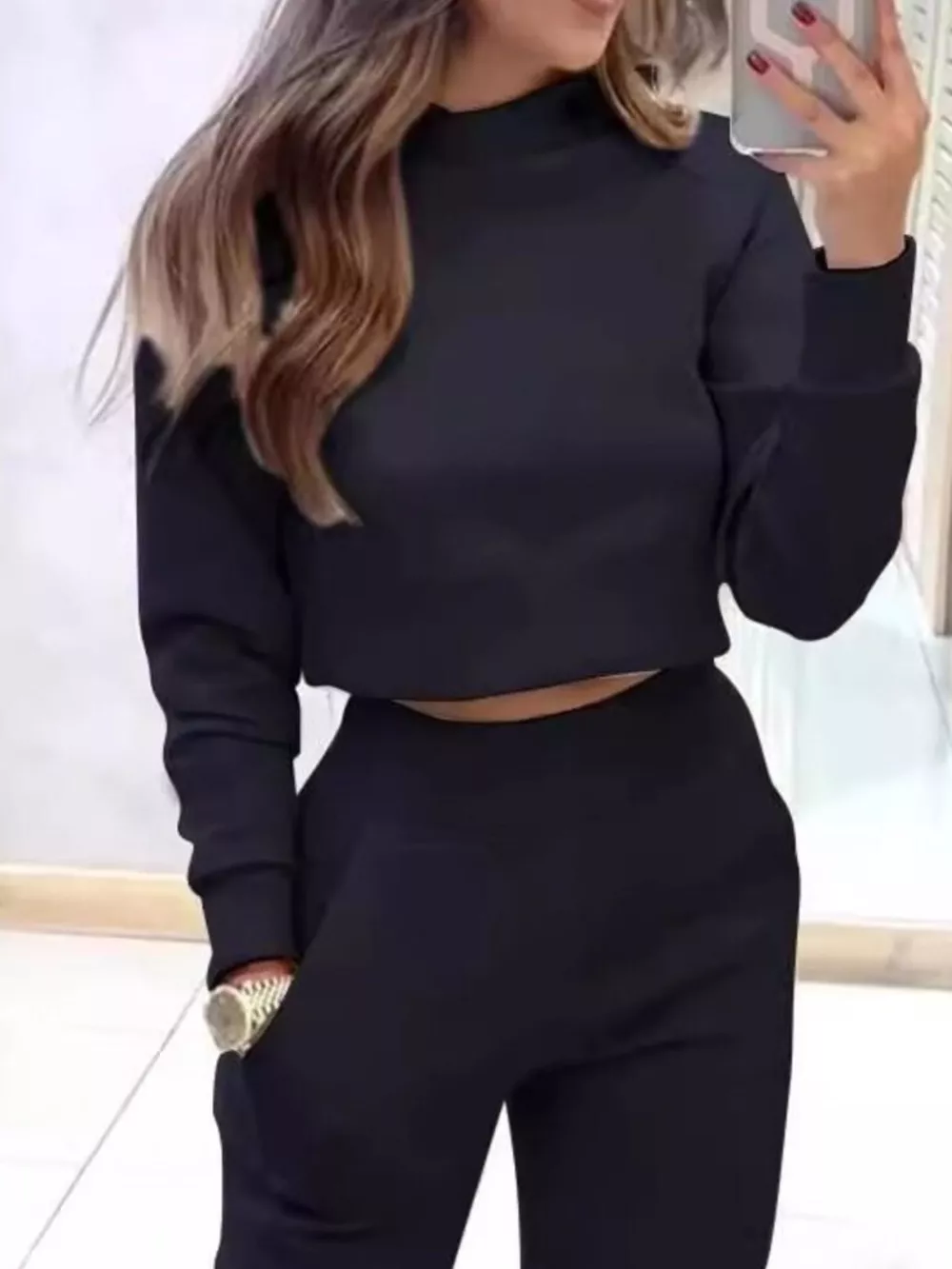 Cropped Sweatshirt and Jogger Set, image 6