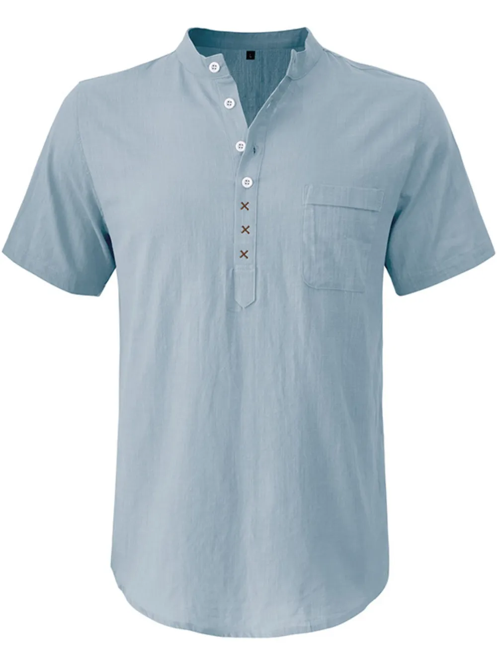 Men's Casual Collar Short Sleeve Linen Polo Shirt
