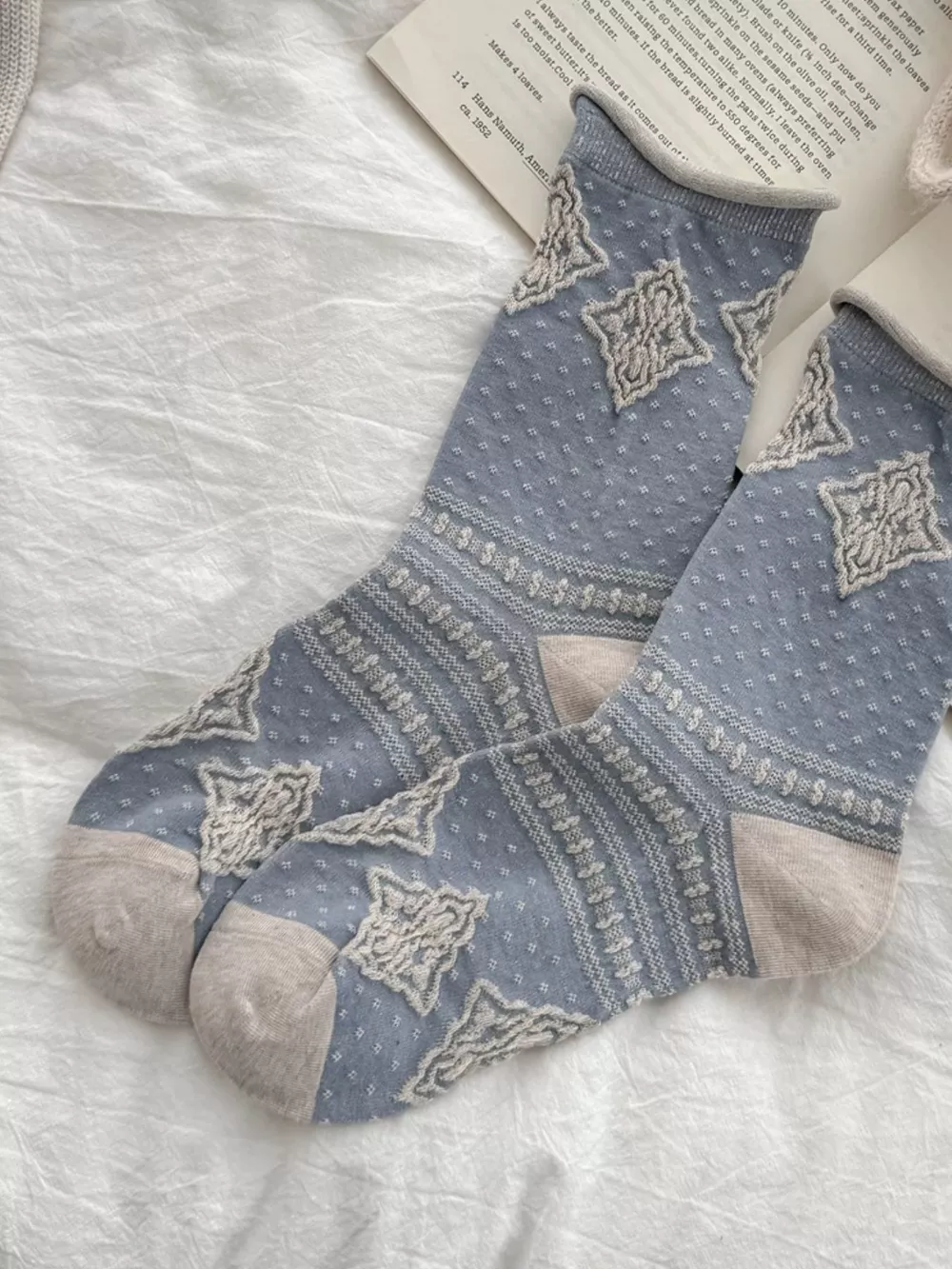 Vintage Jacquard Crew Socks, image 5