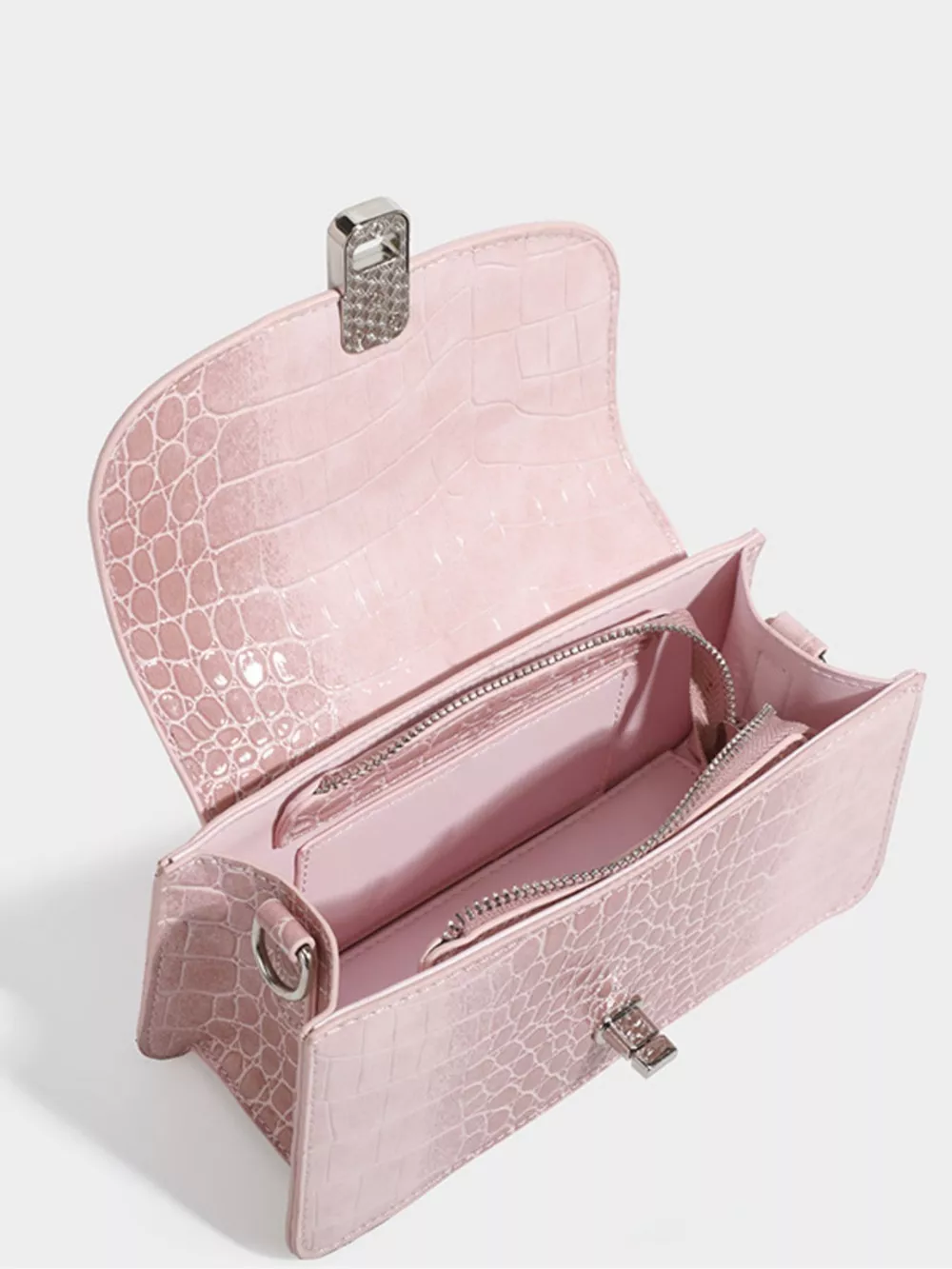 Crocodile Embossed Flap Crossbody Bag, image 4
