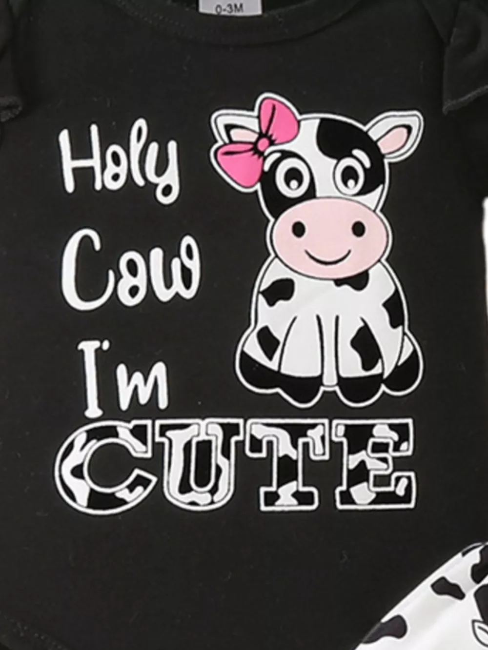 Children's Ruffled Cow Bodysuit and Shorts Set with Headband, image 11