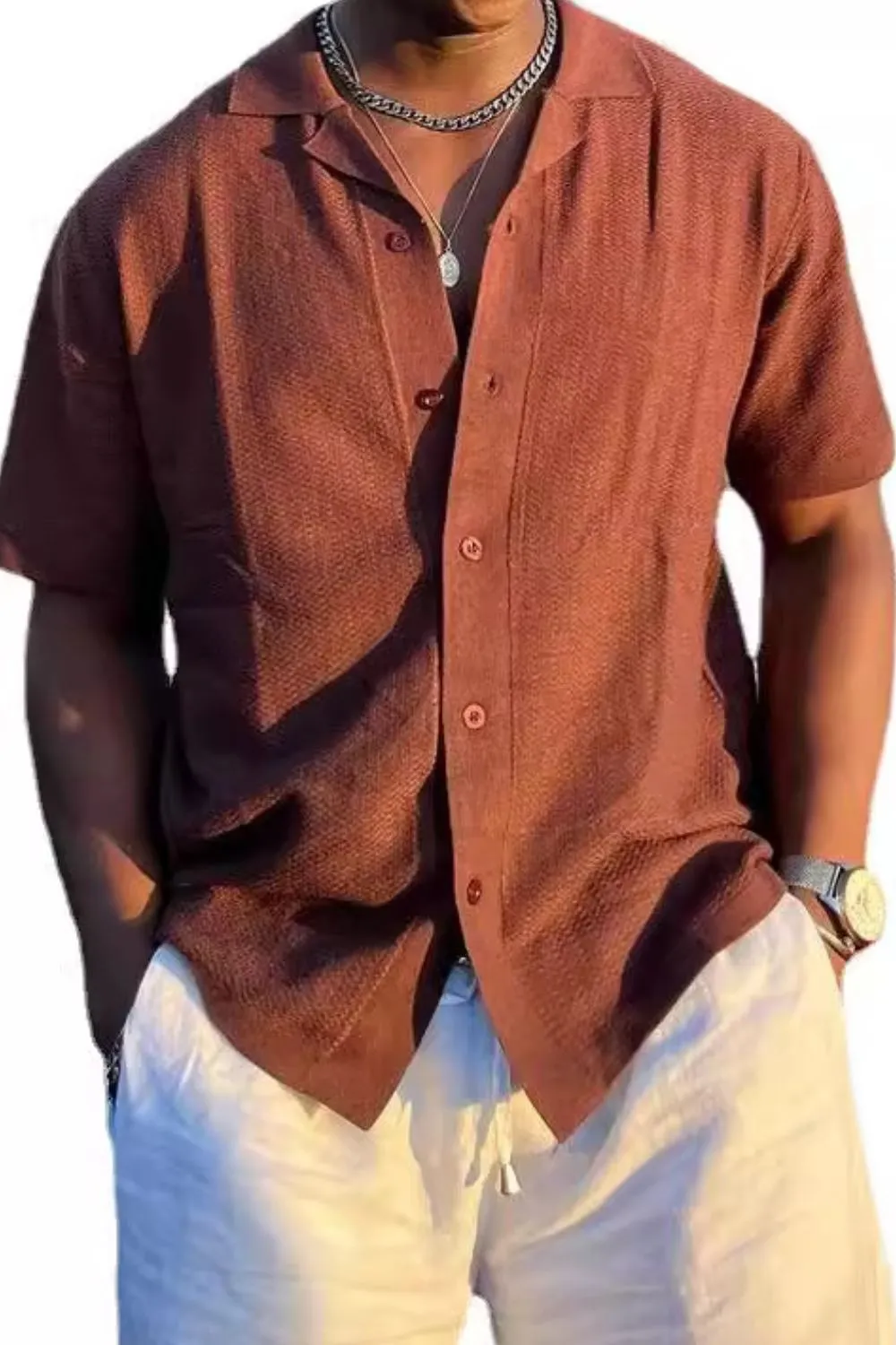 Men's Plus Size Button Down Short Sleeve Shirt, image 4