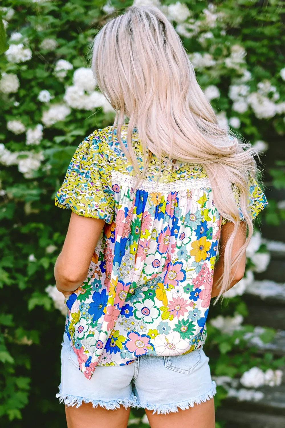 Printed Round Neck Puff Sleeve Blouse, image 9